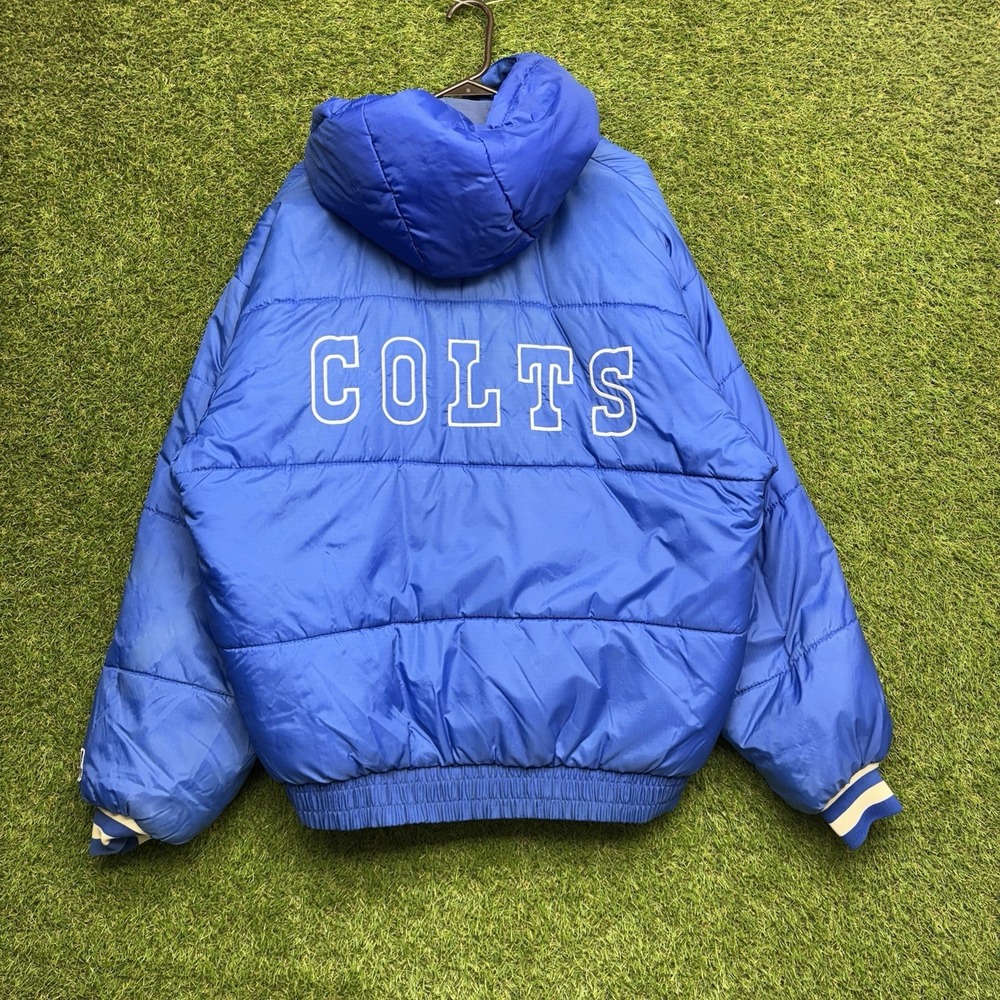 Indianapolis Colts Jacket Mens Large Pro Player Vintage Blue Full Zip Spellout
